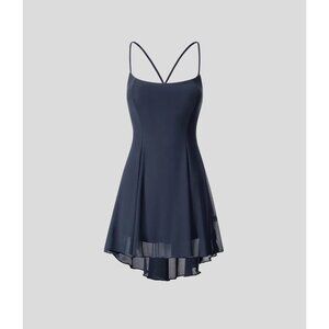 Halara Lace Up High Low Mesh Flowy Mini Dress A-C Cups Naval Academy Size XL